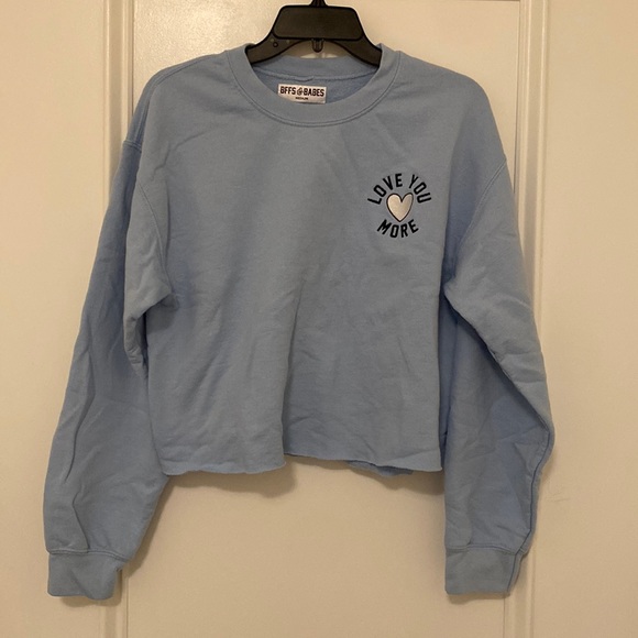 BFFs and Babes | Love You More Cropped Sweater in Baby Blue - Picture 1 of 2